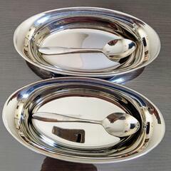 【未使用新品！！】ステンレスカレー皿&スプーン