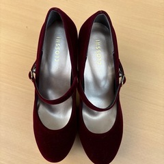 CLOSSHI クロッシー　スエード　ヒール　ワインレッドの画像