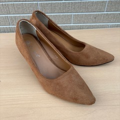 スエード　ヒール　パンプス　茶色　24.0cm