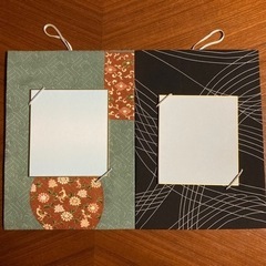 書道体験と豆色紙掛け　calligraphyの画像