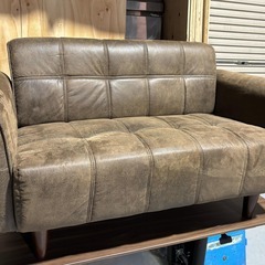 ラブソファ ヴィンテージレザー調 アロンザ ウッドフレーム 二人掛け