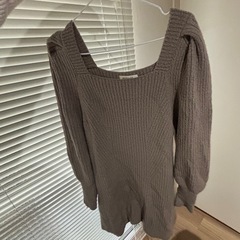 ニットワンピース スクエアネック ミニ丈 Mサイズ