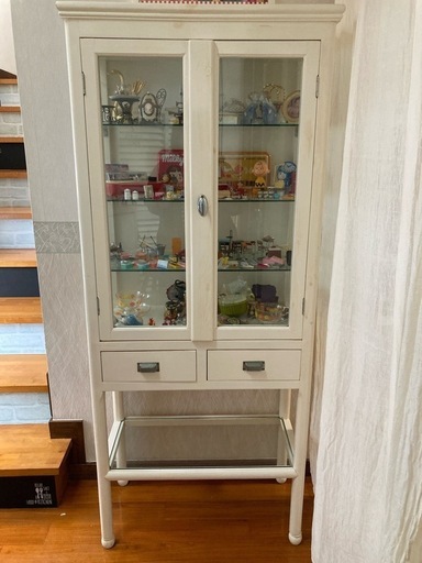 医療棚・ドクターキャビネット ホワイトキャビネット ガラス扉付き医療