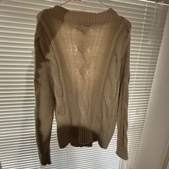 ニットカーディガン ケーブル編み Lサイズ ベージュの画像