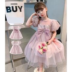 【新品未使用】130 ワンピース プリンセスドレス 紫 ピンク ...