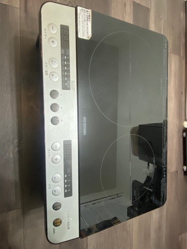 【譲り先決定】アイリスオーヤマ 2口 IHクッキングヒーター 工事不要 1400W 100V 脚付き ブラック IHK-W12SP-B