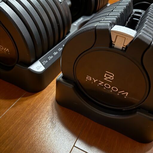 Byzoom Pure Series 可変式ダンベル 34kg ブラック 2個セット とこま