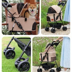 【新品】分離式 ペットカート 4輪360°回転 折りたたみ 犬用ベビーカー 猫犬兼 軽量 小型犬 中型犬 折り畳み コンパクトの画像