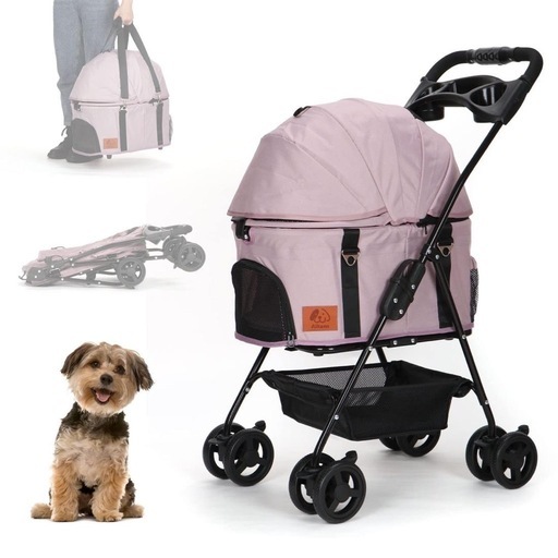 【新品】分離式 ペットカート 4輪360°回転 折りたたみ 犬用ベビーカー 猫犬兼 軽量 小型犬 中型犬 折り畳み コンパクト