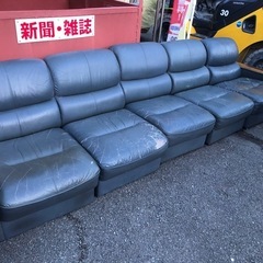 本革ソファセット グレー ちょっと傷みあるので無料❗️使用には問...