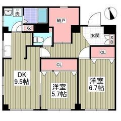 💚2DK / 60.76㎡　南向きで日当たり良好！💚フリーレント...