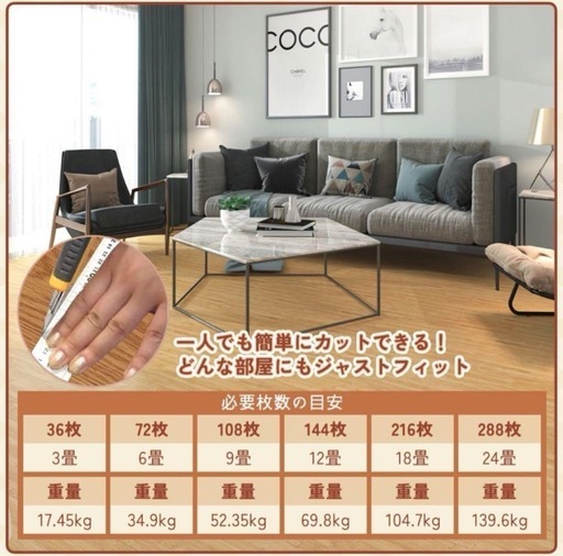 タイルシート、フローリングシート　6畳