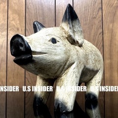 LAより入荷!! ■木製　ブタさん　置物　オブジェ　木彫り■岐阜...
