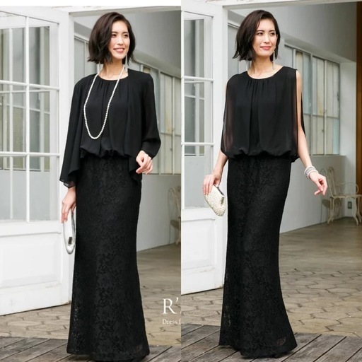 ゆって　R'S GOWN ブラックロングドレス Ｍサイズ ゆって R'S GOWN ブラックロングドレス Mサイズ Sのみ即納
