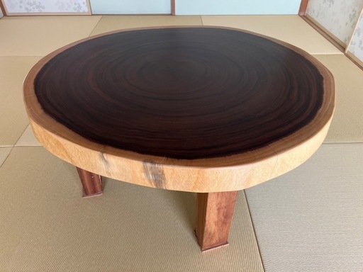 モンキーポッド　一枚板　無垢 ローテーブル　輪切り