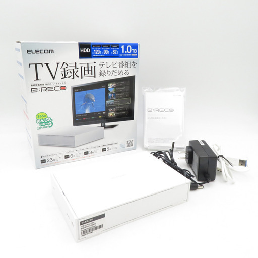 ELECOM (エレコム) TV向け外付けハードディスク 1TB (ホワイト) [ELD-ETV010UWH]  【コンプオフ金沢野々市店】