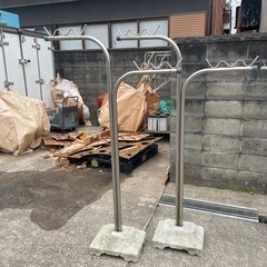 (C)ステンレス 物干し台 中古品 竿掛け 
