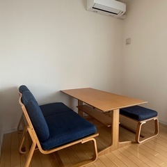 【現地引取りのみ】無印|MUJI リビングでもダイニングでもつかえるセット テーブルソファチェアベンチ4点の画像