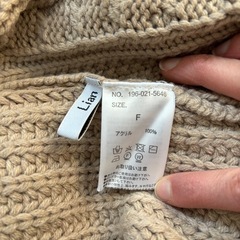 美品 Lian ニットベスト ケーブルニット サイズF ノースリーブ 重ね着の画像