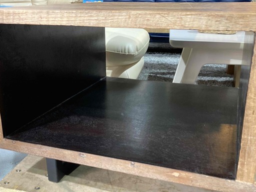 ★木製ガラスローテーブル★ センターテーブル 木製 W120cm リビング ローテーブル ガラス天板 ナチュラル 福島 郡山市★直接渡