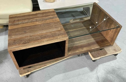 ☆木製ガラスローテーブル☆ センターテーブル 木製 W120cm リビング