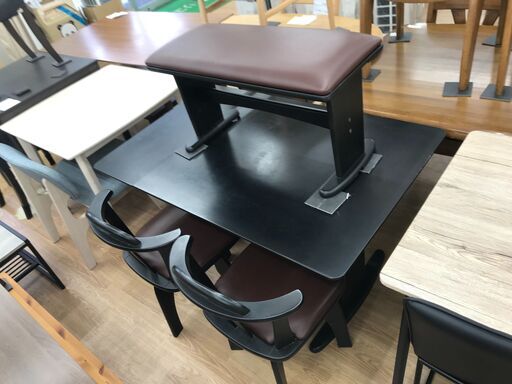 ★ジモティ割あり★  ダイニングテーブルセット ブラック H70×W120×D75 クリーニング済み KJ8684