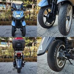 【普通免許仕様もOK】トリシティ125ABS付SEC1Jブルーコア 走行1.8万km台 純正スクリーンTケースGヒーター 社外マフラー等★TRIX★の画像