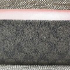 COACH 長財布 F54022 PK コーチ スナップ式 シグネチャー スリム エンベロープ メタルロゴ付 ピンク×ダークブラウン　西岡店の画像