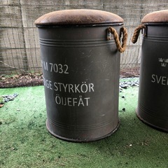 スウェーデン軍タイプ復刻ドラム缶スツール椅子軍モノ (春日