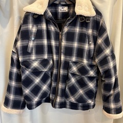 チェック柄　袖&襟もこもこ　冬アウターの画像
