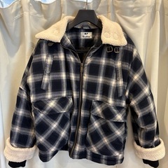 チェック柄　袖&襟もこもこ　冬アウターの画像