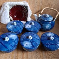 急須、湯飲み、茶托セット