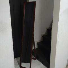 【断捨離中‼️】ワンコイン　スタンドミラー　木目　上質　訳あり
