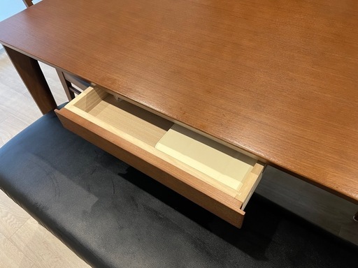 天然木ダイニングテーブルセット イス2脚＆ベンチ  ワゴン付き