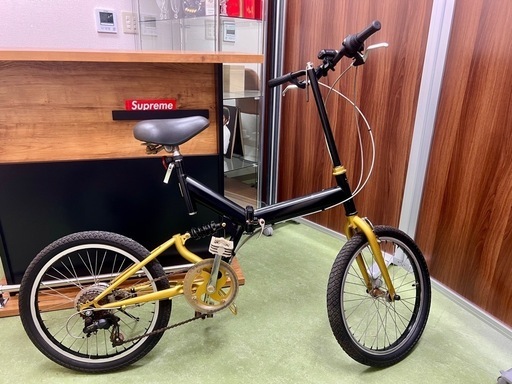 中古品【折りたたみ自転車 20インチ マウンテンバイク シマノ 6段変速 ミニベロ 】カスタム塗装 6段変速 Wサスペンション　