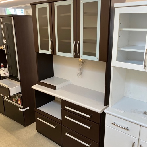 K2503-171 配送不可  スライド収納付食器棚 キズ汚れ有り