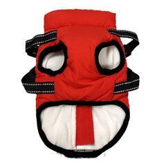 秋冬ドッグウェアコートレインコート Mサイズ 赤の画像