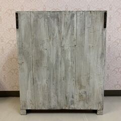 再出品：アンティーク キャビネット 木製 シャビーシック 飾り棚 収納棚 ショーケース 白ペンキ塗装？の画像