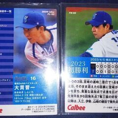 Calbee プロ野球チップスカード 2024 大貫晋一 2023 平良拳太郎 2枚セットの画像