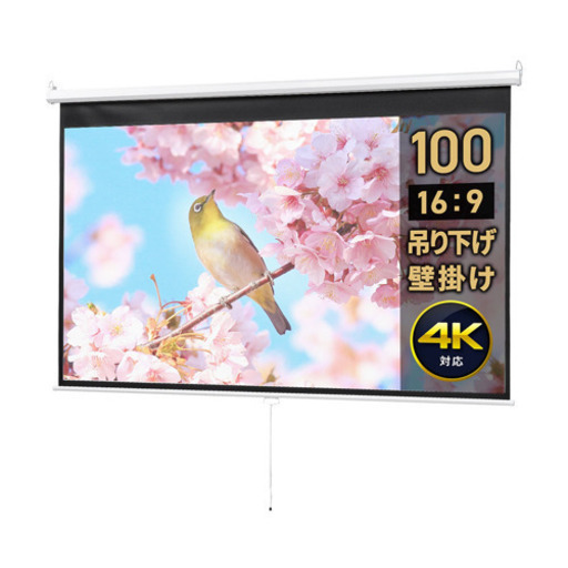【新品】プロジェクタースクリーン(巻き上げ ロール式)／100インチ／16：9