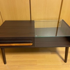 売約済⭐️センターテーブル⭐️色：ブラウン+ガラス🟪引っ越し処分🟪の画像