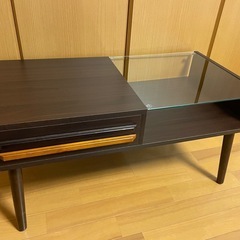 売約済⭐️センターテーブル⭐️色：ブラウン+ガラス🟪引っ越し処分🟪の画像