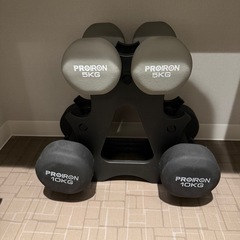 ゴム素材ダンベル(5kg、10kg、ダンベルホルダー) 