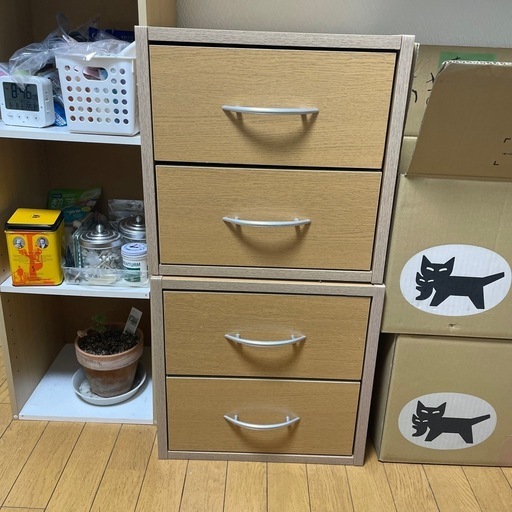カラーボックス　二段引き出し　2個