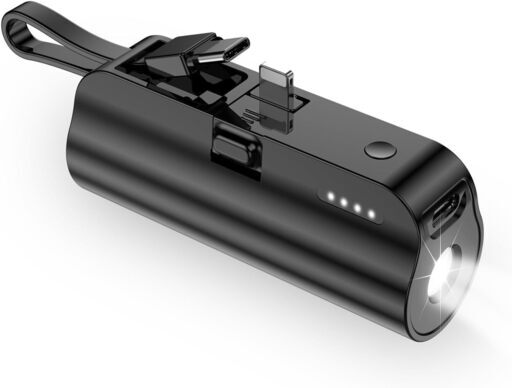【新品未使用】モバイルバッテリー 軽量 5000mAh 超小型 PSE認証済 持ち運び便利 2台同時充電 残量表示直接充電 Type-C入力 コンパクト USB-Cコネクター内蔵
