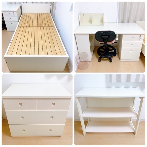 【値下げしました】コイズミ製　システムベッド•デスク・チェスト・シェルフ４点セット