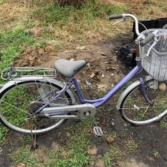 自転車　ママチャリ　前後パンク　鍵付きの画像