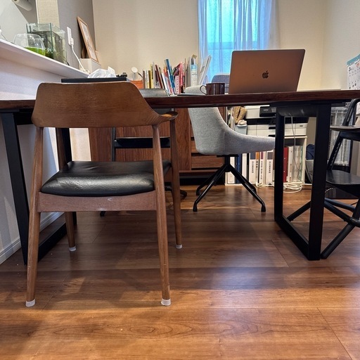 おしゃれダイニングテーブル】ウォールナット×黒スチール脚 幅120cm