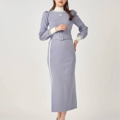 ROYAL PARTY バイカラーエンブレムタイトスリットスカート