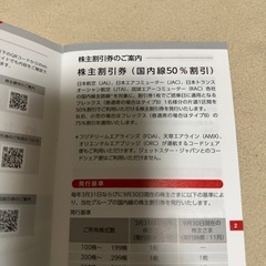 JAL株主優待券　発券用コード対応いたしますの画像